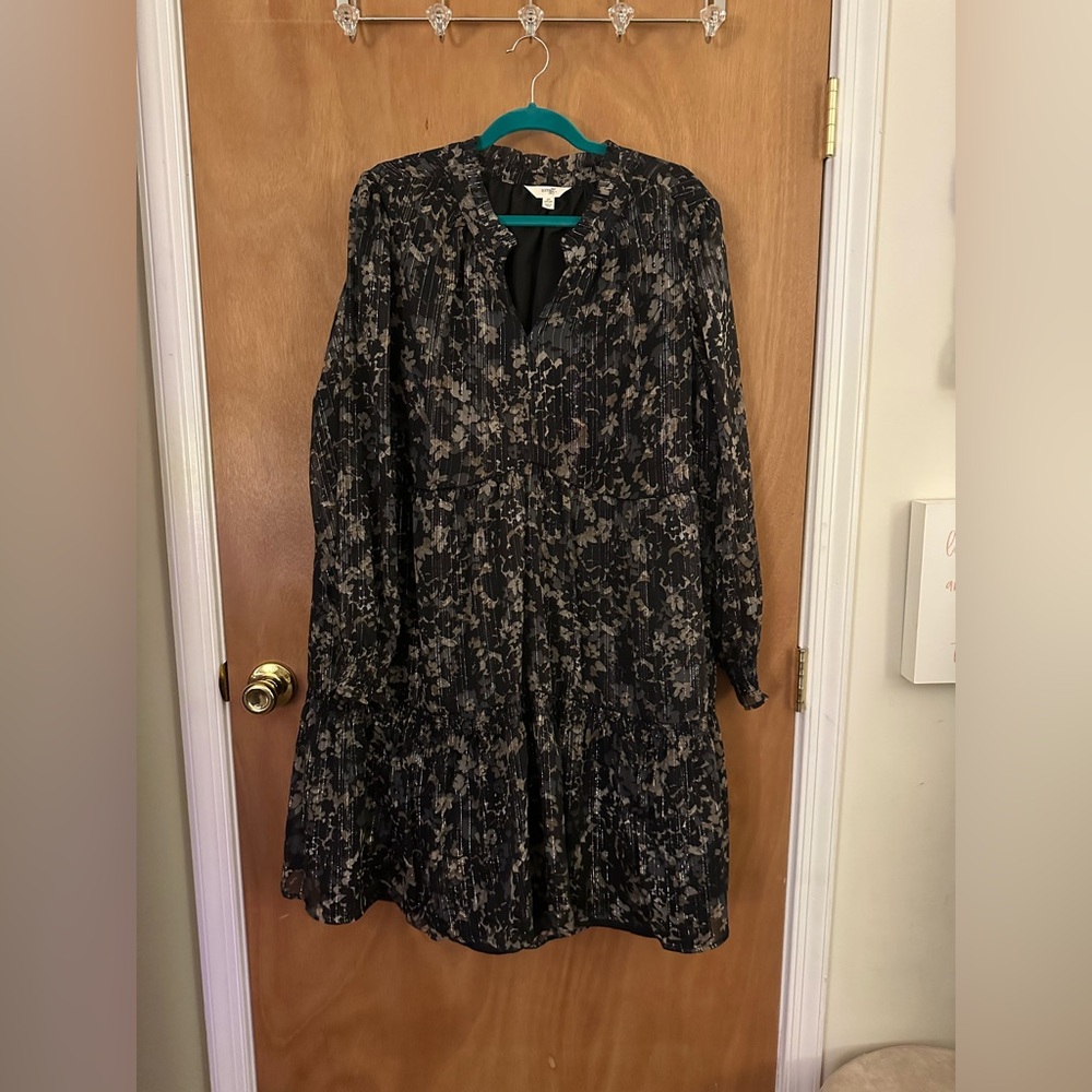 Terra & Sky, Shimmer Floral Dress, Size 2X